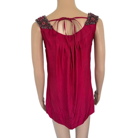 Yoana Baraschi Silk Beaded Tank Top Showgirl Glam Embellished Y2K Indie Romantic - Picture 4 of 7